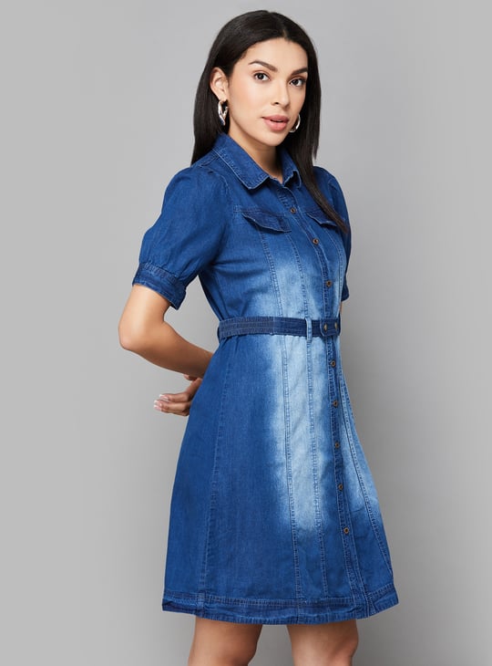 LATIN QUARTERS Stonewashed Denim Dress | Blue