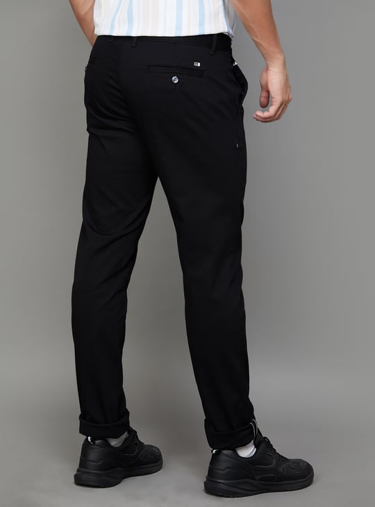ARROW SPORT Solid Slim Straight Autoflex Trousers Black
