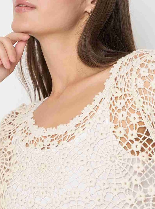 MADAME Crochet Top Beige