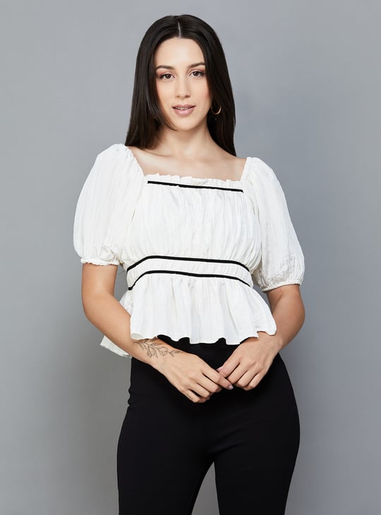 ONLY Ruched Peplum Top