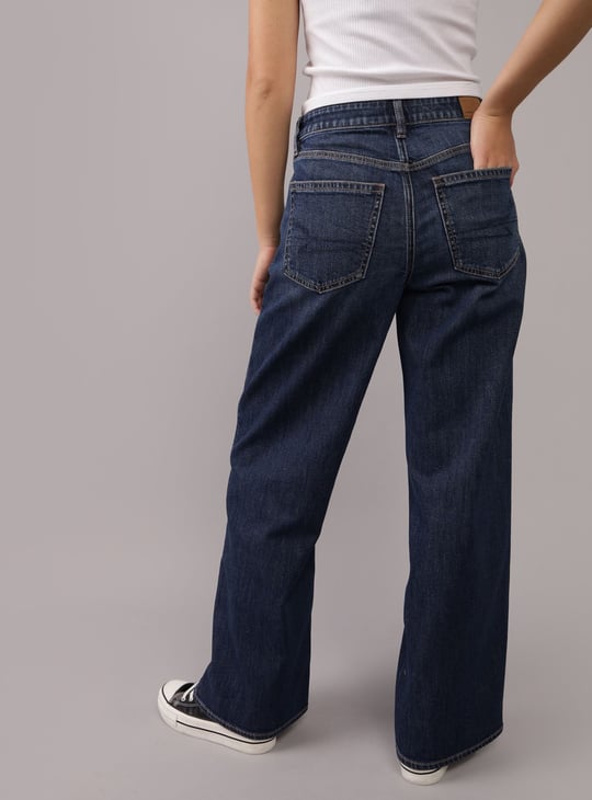 AMERICAN EAGLE Dark Washed Baggy Wide Leg Jeans Blue