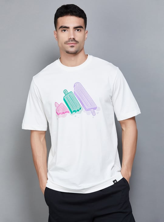 ADIDAS Graphic Print Oversized T-shirt Off White