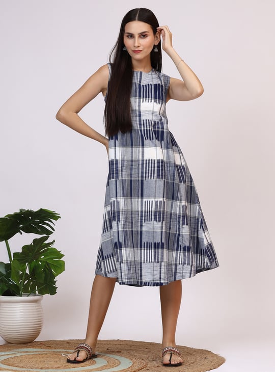 checked a line dress Sally Cotton Dress — Grey Check 44 / Grey Check main image 1