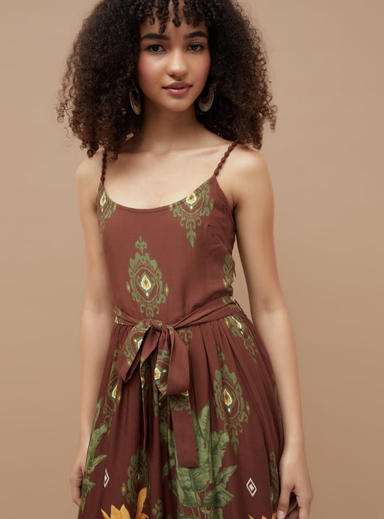 green emerald velvet dress Light Pink Tropical Print Maxi Dress - All Dresses