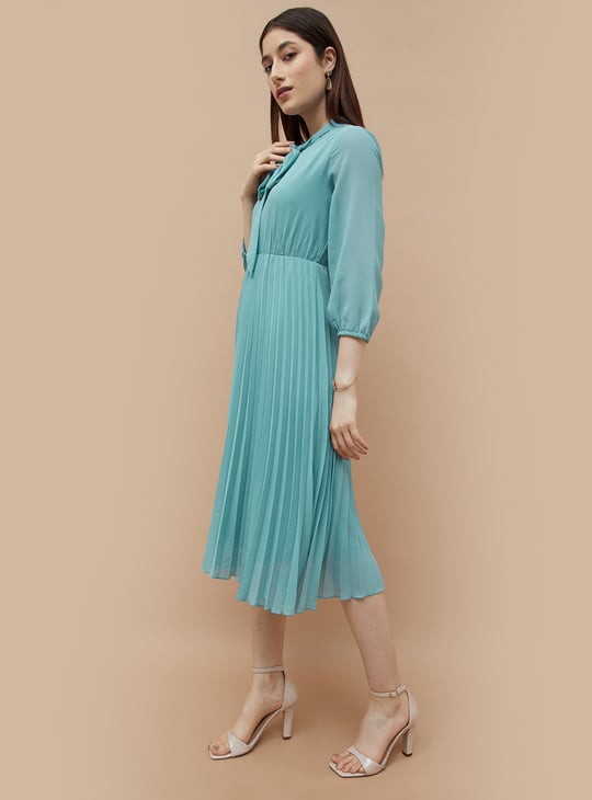 CODE Pleated Fit & Flare Dress