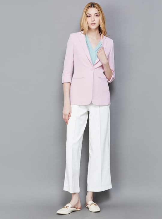 VAN HEUSEN Solid Single-Breasted Blazer