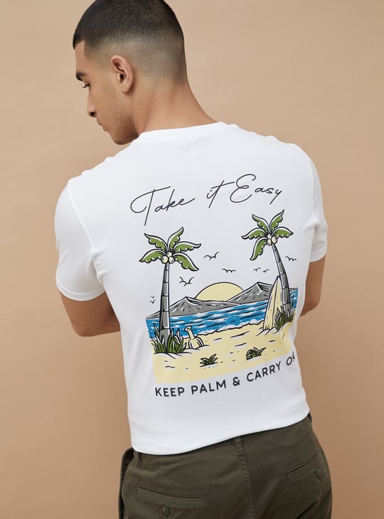 FAME FOREVER Back Tropical Print T-shirt
