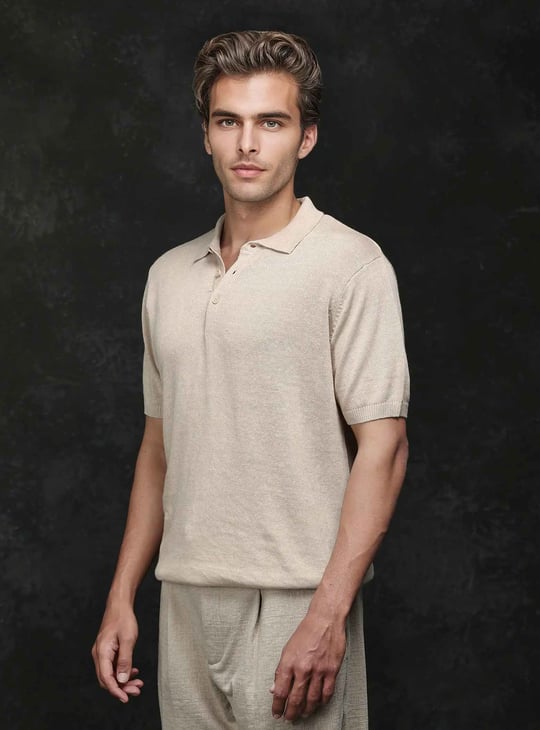 Rare Rabbit Knitted Polo T Shirts Rare Rabbit Men's Rique Dusky