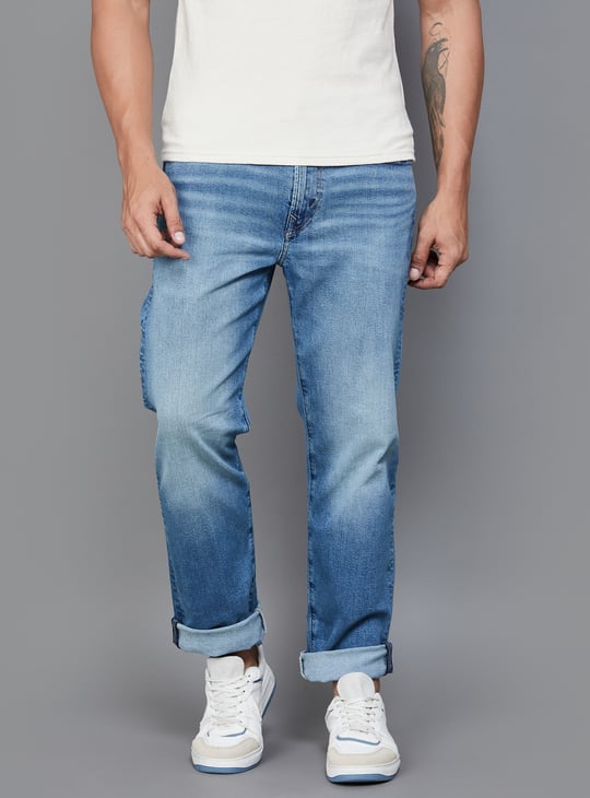 AMERICAN EAGLE Washed Regular Straight Jeans