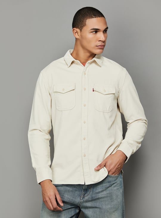 LEVI'S Corduroy Textured Regular Fit Shacket Beige