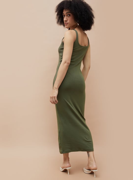 slim fit dress slacks Women's Green Midi Dress Bodycon