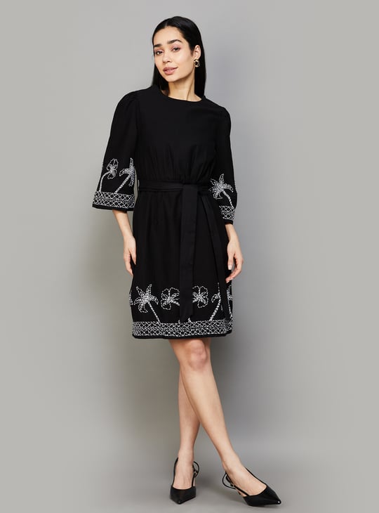 VERO MODA Embroidered A-Line Dress