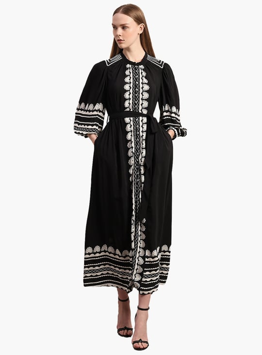 VERO MODA Embroidered Buttoned Maxi Dress