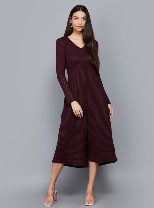 VERO MODA Textured A-line Dress | Purple VERO MODA Textured A-line Dress | Purple