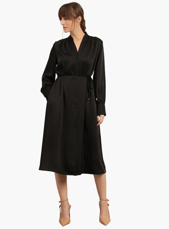 VERO MODA Solid A-line Dress | Black