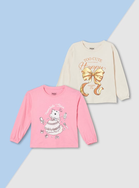 Girls Printed T-shirt - Pack of 2
