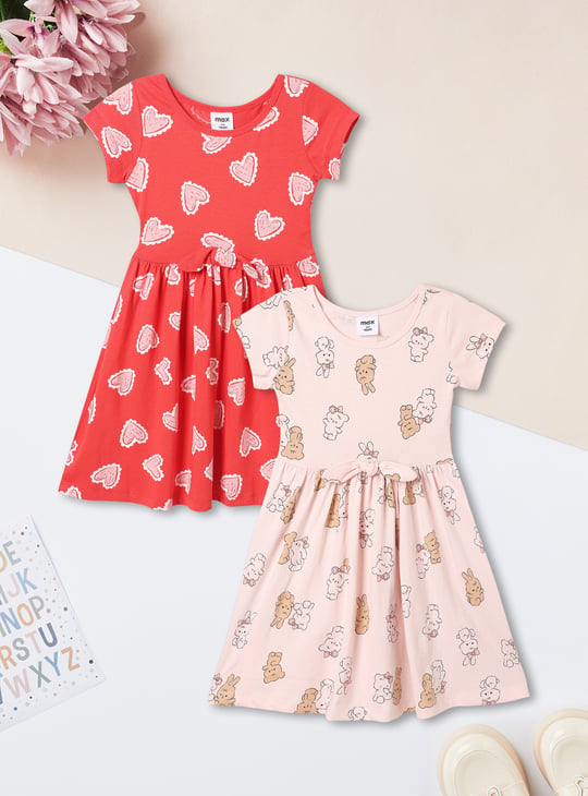 Girls Printed Dress - Pack of 2