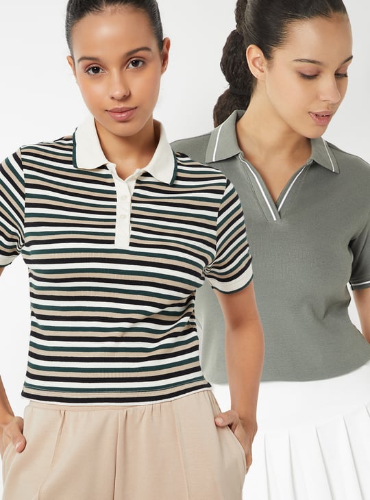 Women Assorted Polo Sports T-shirt - Pack of 2