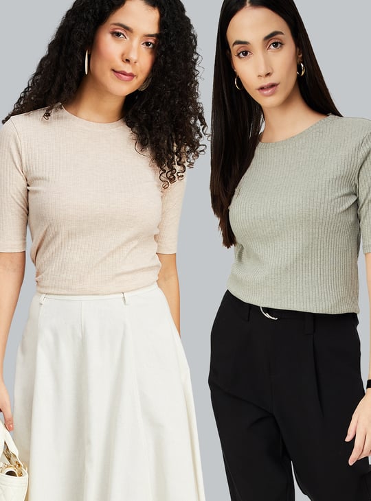 Women Ribbed Tops - Pack of 2