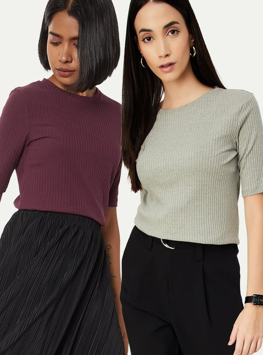Women Ribbed Tops - Pack of 2
