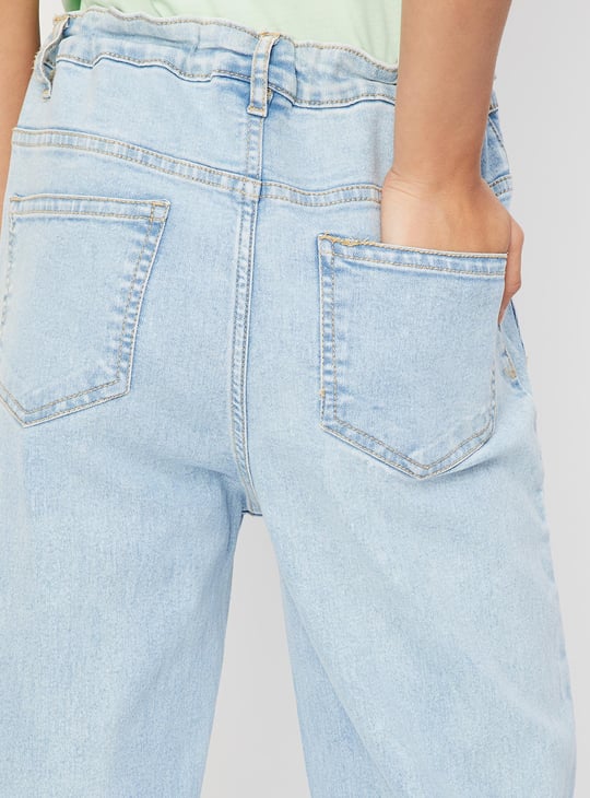 Girls Washed Wide Leg Jeans