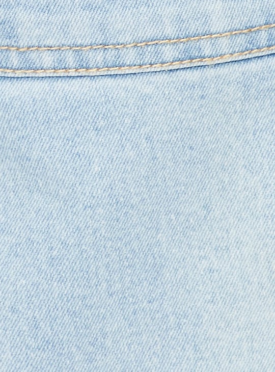 Girls Washed Wide Leg Jeans