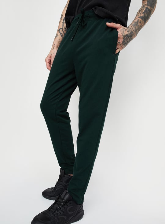 Men Solid Athleisure Track Pants Green Solid