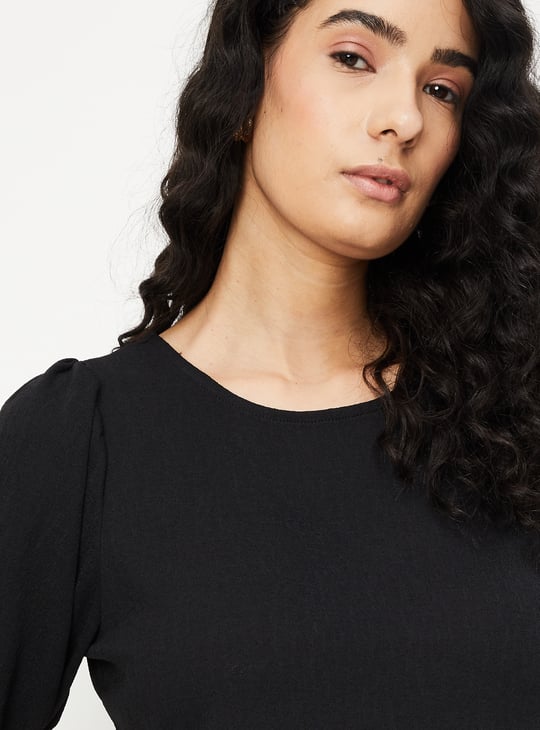 Women Solid Puffed Sleeves Top