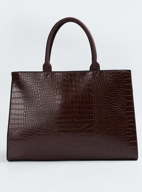 Women Croc-Textured Handheld Bag