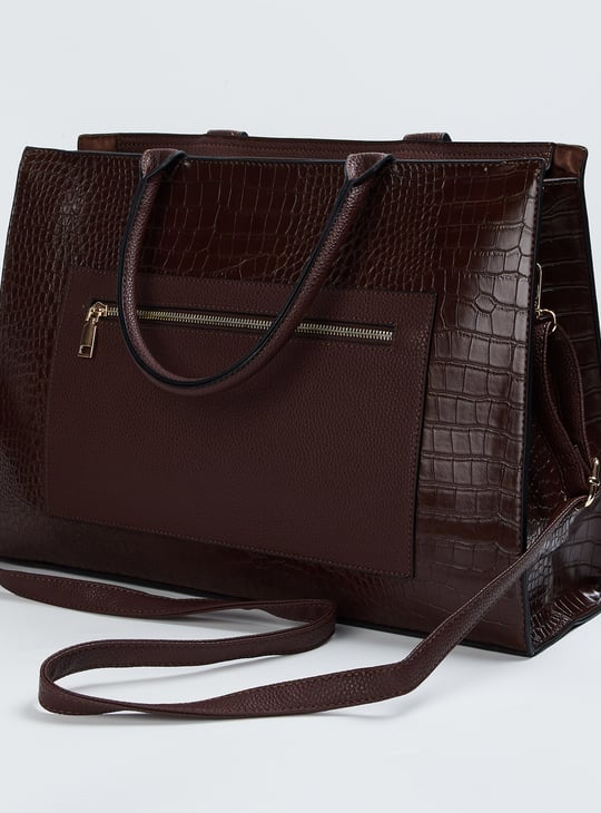 Women Croc-Textured Handheld Bag