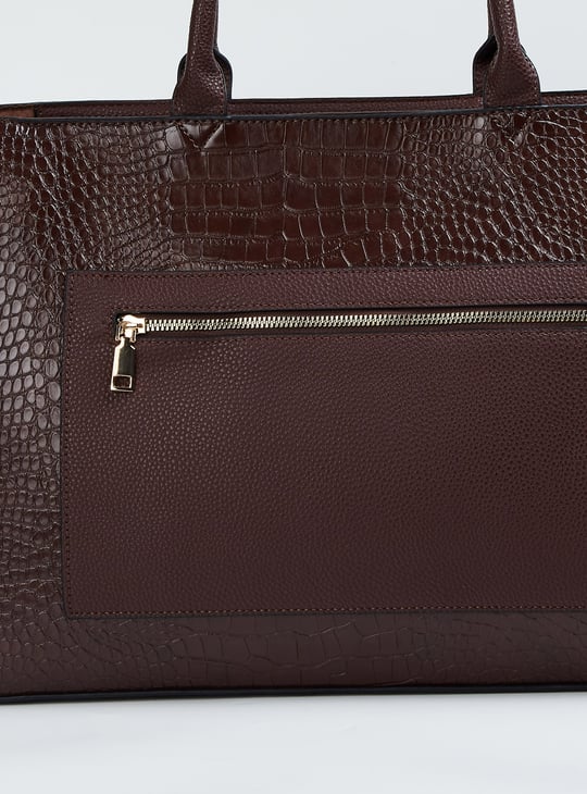 Women Croc-Textured Handheld Bag