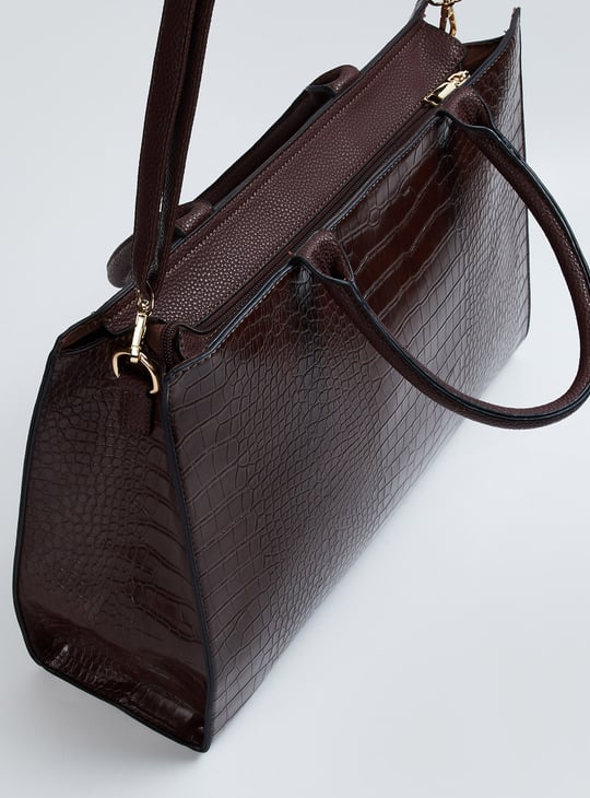 Women Croc-Textured Handheld Bag