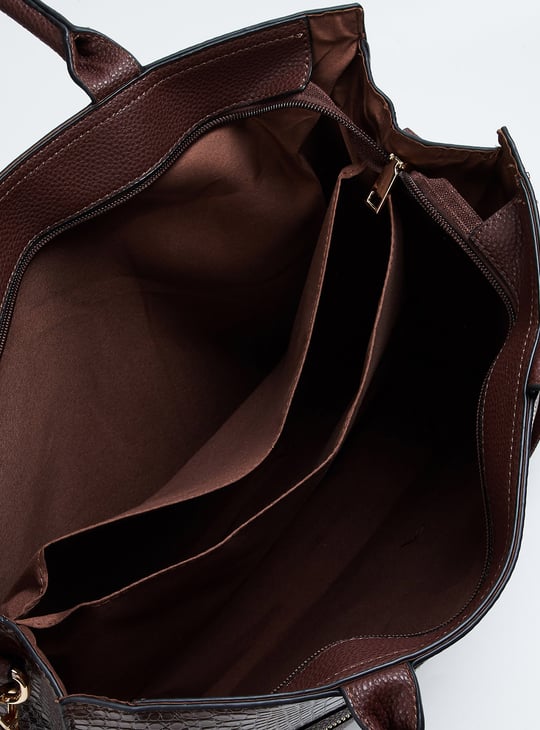 Women Croc-Textured Handheld Bag