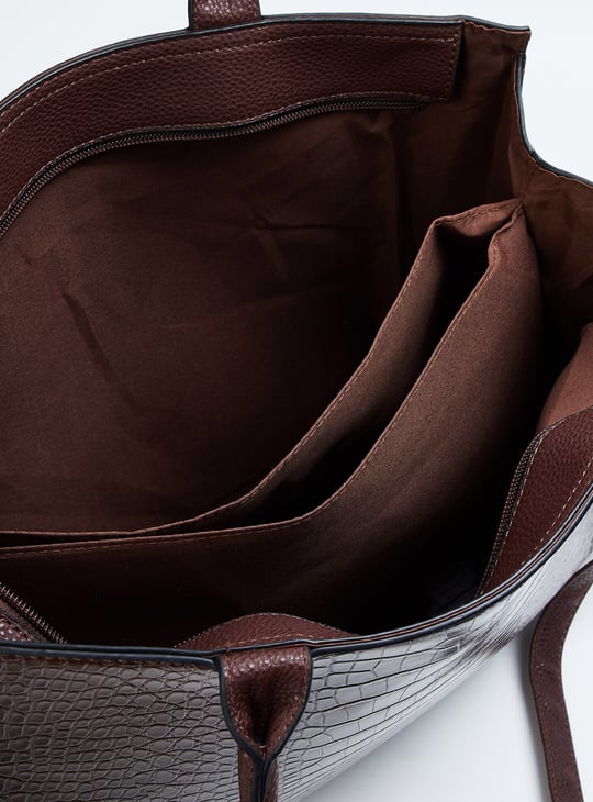 Women Croc-Textured Handheld Bag