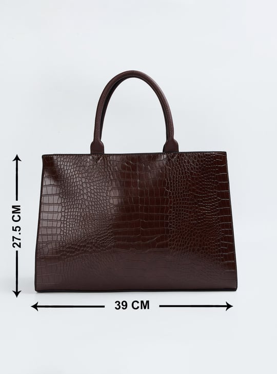 Women Croc-Textured Handheld Bag