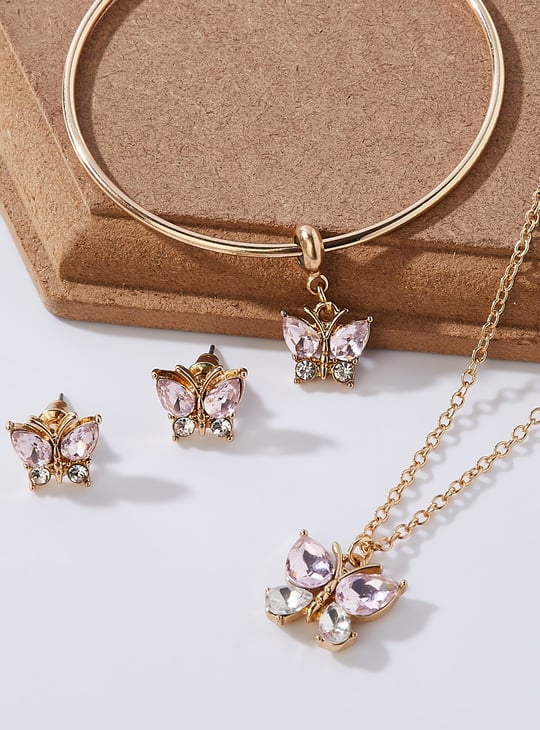 Girls Embellished Necklace Set with Bracelet