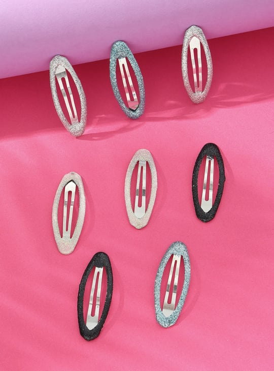 Girls Glittery Tic Tac Hair Clips - Pack of 8