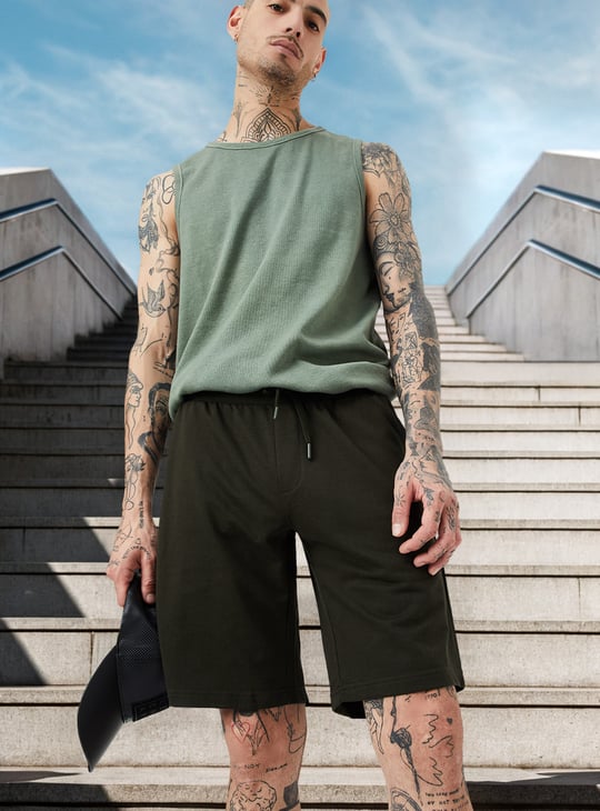 Men Solid Athleisure Shorts