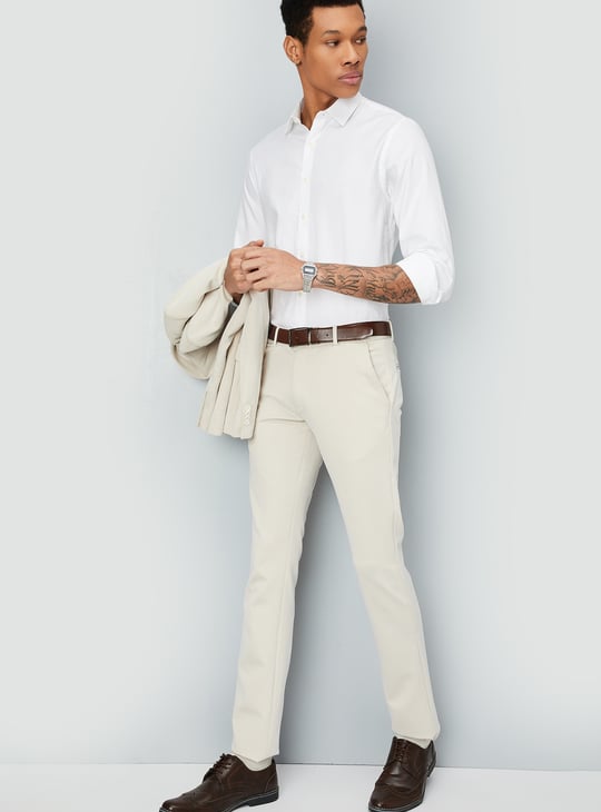 Men Solid Ultra Slim Fit Formal Trousers