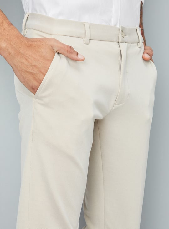 Men Solid Ultra Slim Fit Formal Trousers