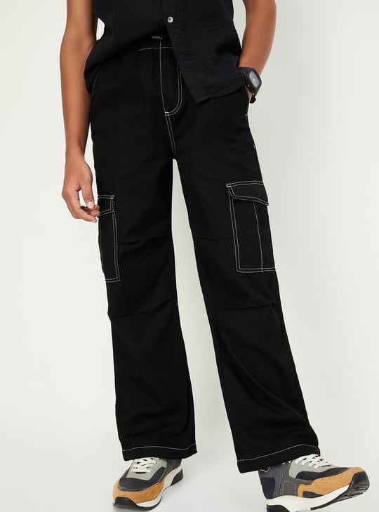Boys Solid Cargo Jeans
