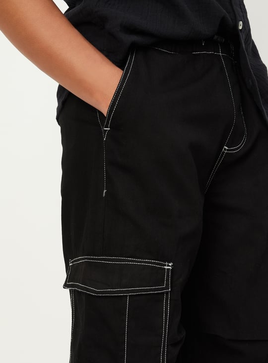 Boys Solid Cargo Jeans