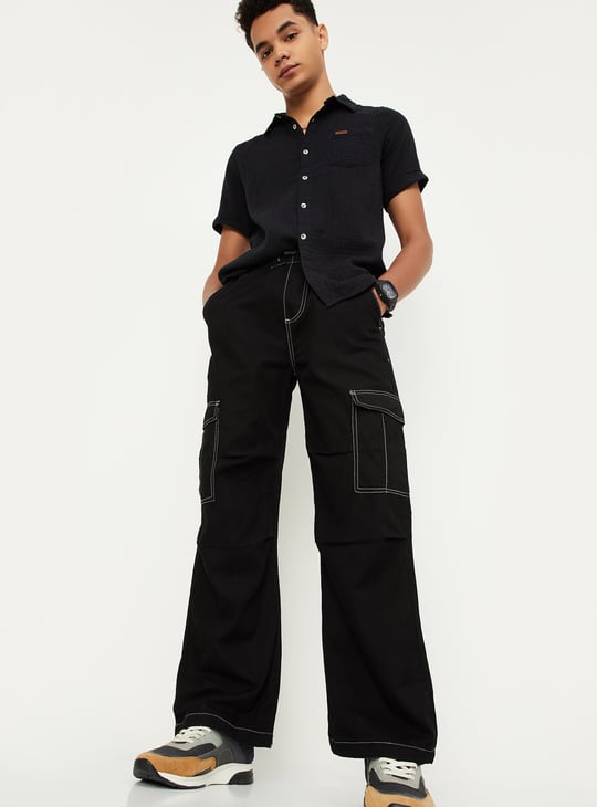 Boys Solid Cargo Jeans