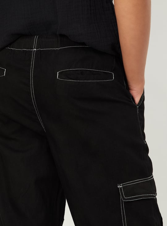 Boys Solid Cargo Jeans