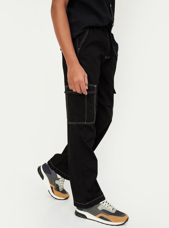 Boys Solid Cargo Jeans