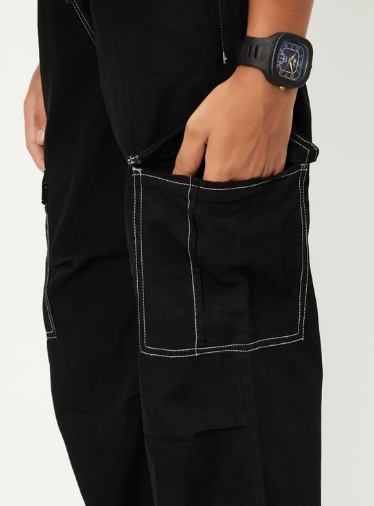 Boys Solid Cargo Jeans