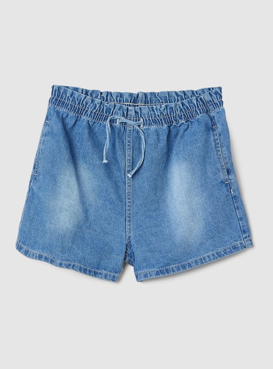Girls Paperbag Denim Shorts