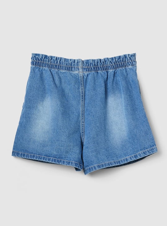 Girls Paperbag Denim Shorts