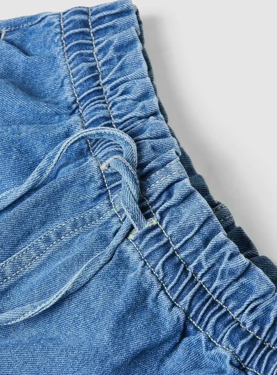 Girls Paperbag Denim Shorts