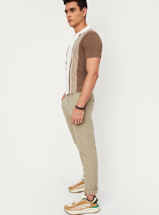 Men Slim Fit Solid Chinos